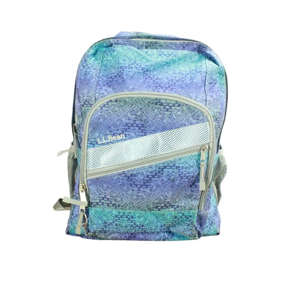 LL Bean Kids Deluxe Book Pack 37L Weatherproof Periwinkle Sky Chevron Backpack - Picture 1 of 12